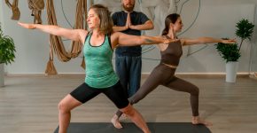 a group of beautiful people in sportswear perform yoga exercises smile hobby active lifestyle