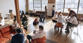People brainstorming in a workshop